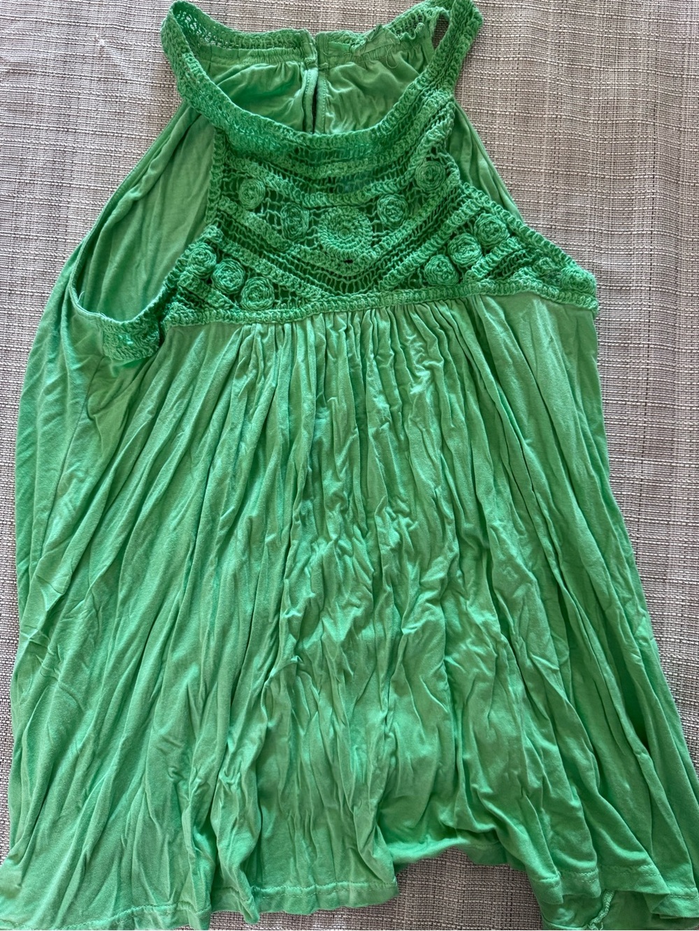 Pol Women’s Green Crochet Yoke Tank Top
